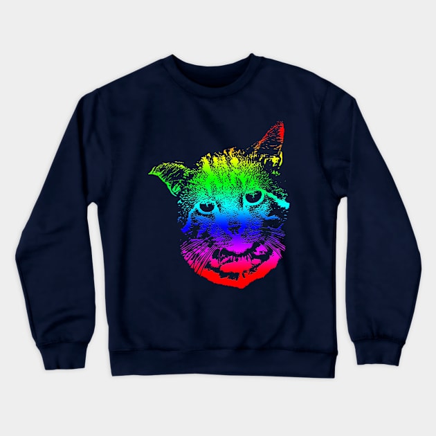 Rainbow Cat Design Crewneck Sweatshirt by Aziz